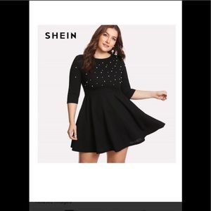 Shein black dress with pearl design